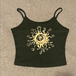ROMWE Olive Green Sun Graphic Camisole
